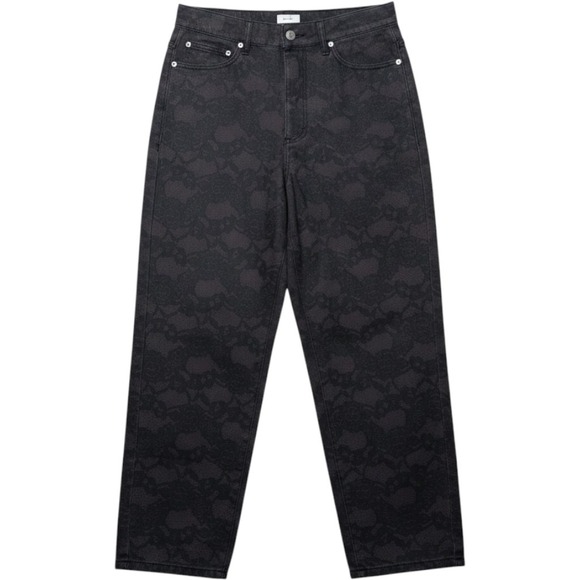 Obey Denim - Obey Floral Lace Denim‎ Pants Womens 26 Black Straight Leg High Rise Streetwear